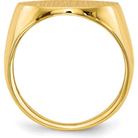 14K Yellow Gold Men's Signet Ring with Satin and Polished Finish - Engravable, Size 8-12 by 0