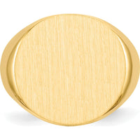 14K Yellow Gold Men's Signet Ring with Satin and Polished Finish - Engravable, Size 8-12 by 0
