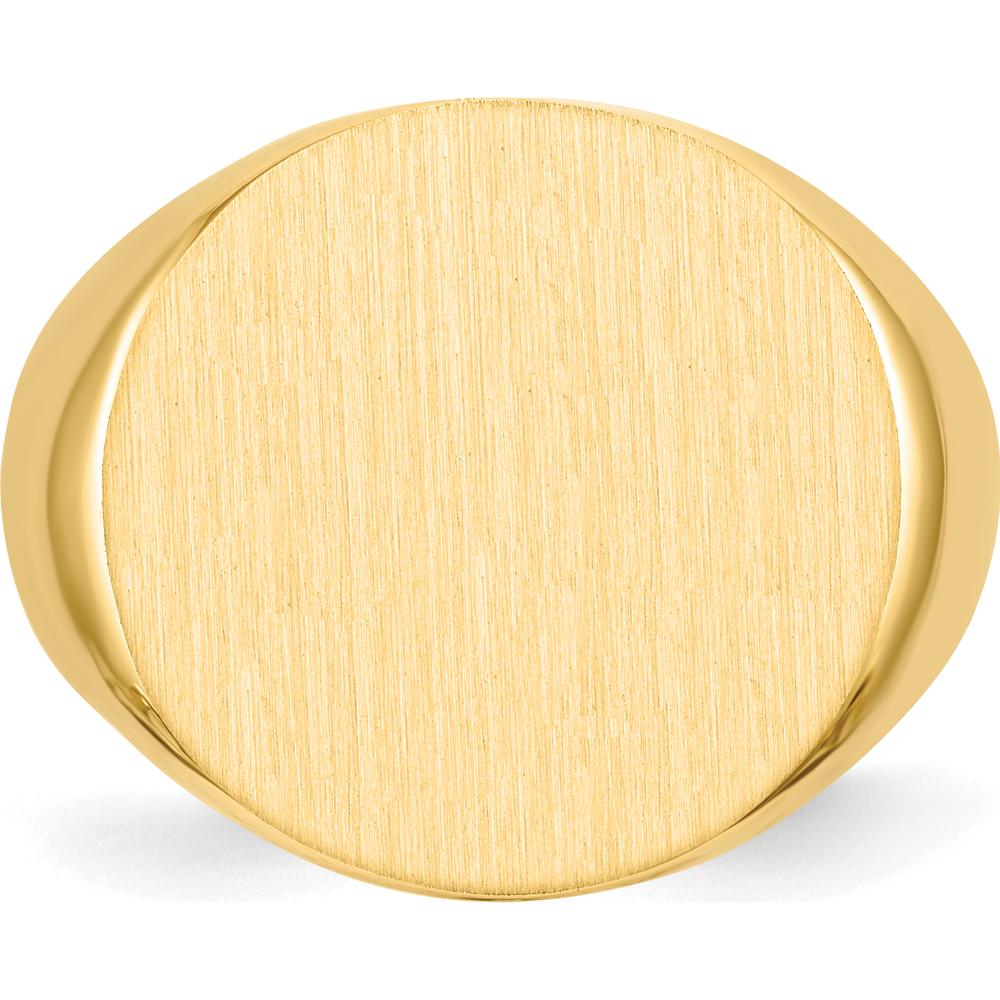 14K Yellow Gold Men's Signet Ring with Satin and Polished Finish - Engravable, Size 8-12 by 0