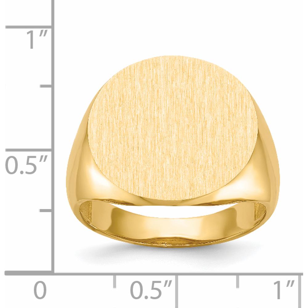 14K Yellow Gold Men's Signet Ring with Satin and Polished Finish - Engravable, Size 8-12 by 0