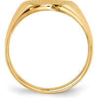 14K Yellow Gold Men's Signet Ring with Satin Brushed Finish and Polished Detailing by 0