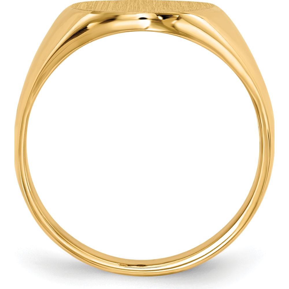 14K Yellow Gold Men's Signet Ring with Satin Brushed Finish and Polished Detailing by 0