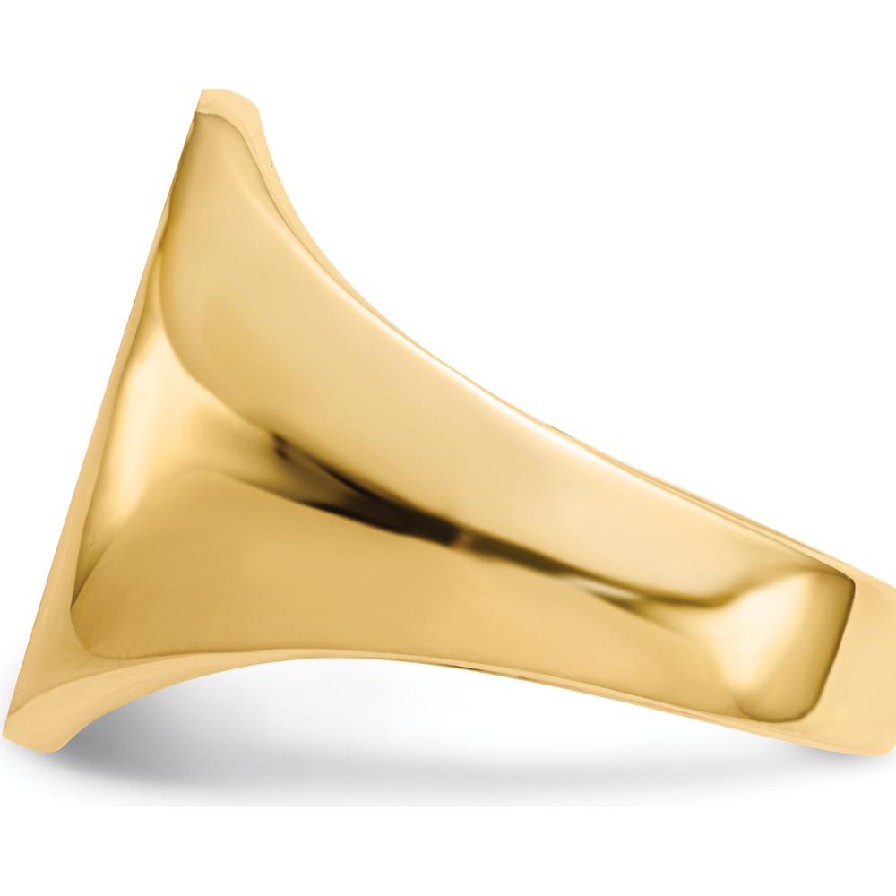 14K Yellow Gold Men's Signet Ring with Satin Brushed Finish and Polished Detailing by 0