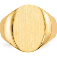 14K Yellow Gold Men's Signet Ring with Satin Brushed Finish and Polished Detailing by 0
