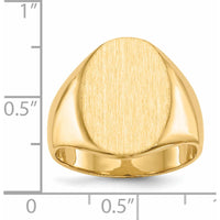 14K Yellow Gold Men's Signet Ring with Satin Brushed Finish and Polished Detailing by 0