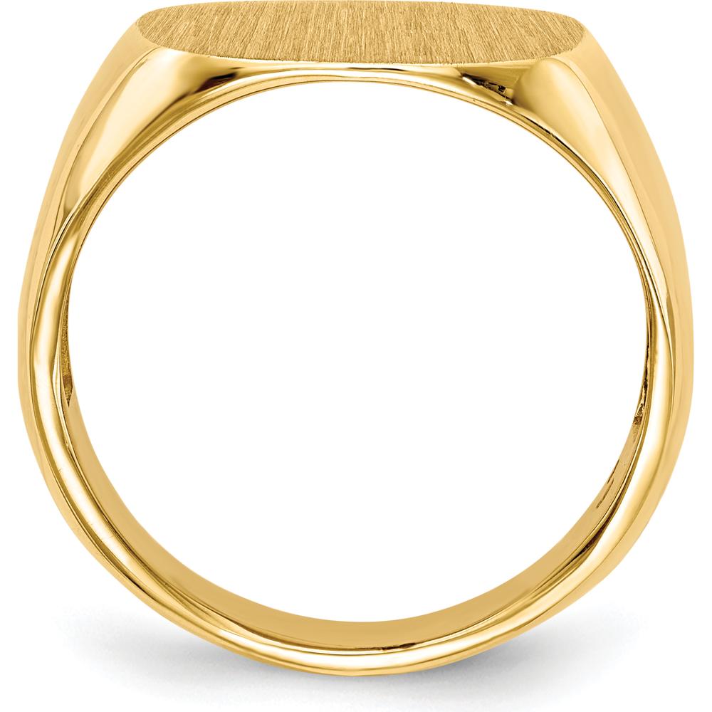 14K Yellow Gold Men's Signet Ring with Satin Finish - 15.0x15.5mm by 0