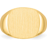 14K Yellow Gold Men's Signet Ring with Satin Finish - 15.0x15.5mm by 0