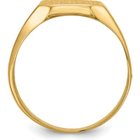 14K Yellow Gold Men's Signet Ring with Satin Finish and Custom Engraving Option - 10.5x9.0mm Top Width by Oro Pregiato