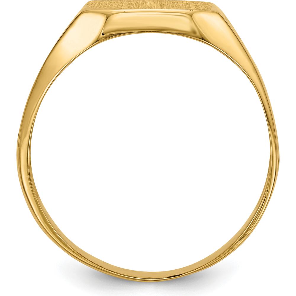 14K Yellow Gold Men's Signet Ring with Satin Finish and Custom Engraving Option - 10.5x9.0mm Top Width by Oro Pregiato