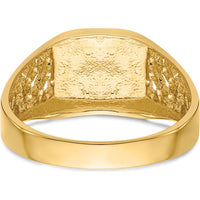 14K Yellow Gold Men's Signet Ring with Satin Finish and Custom Engraving Option - 10.5x9.0mm Top Width by Oro Pregiato