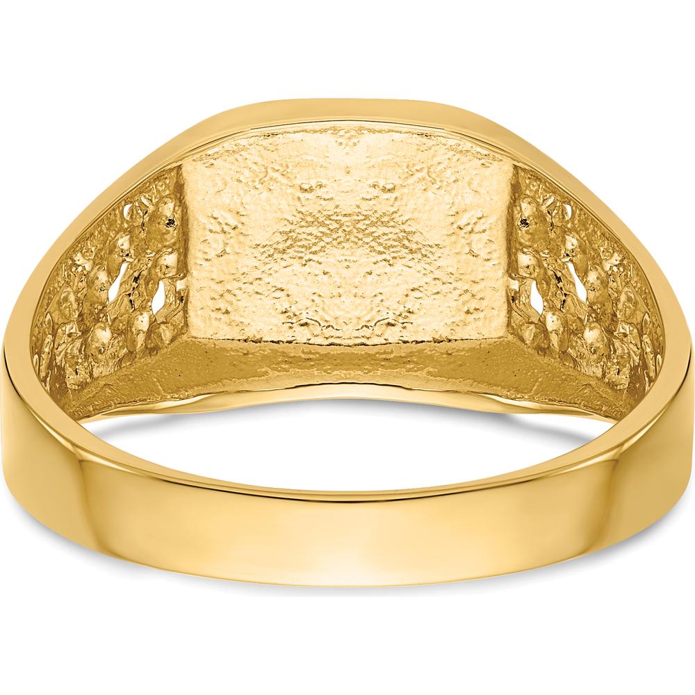 14K Yellow Gold Men's Signet Ring with Satin Finish and Custom Engraving Option - 10.5x9.0mm Top Width by Oro Pregiato
