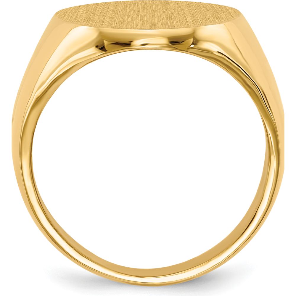 14K Yellow Gold Men's Signet Ring with Satin Finish and Engravable Closed Back - 16.0x20.5mm by 0