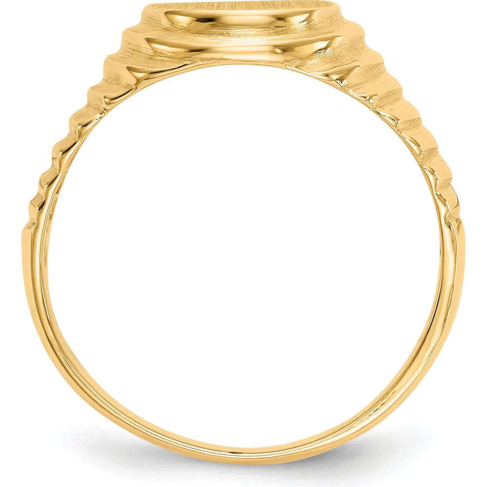 14K Yellow Gold Men's Signet Ring with Satin Finish and Engravable Top - 10.5x9.5mm by 0