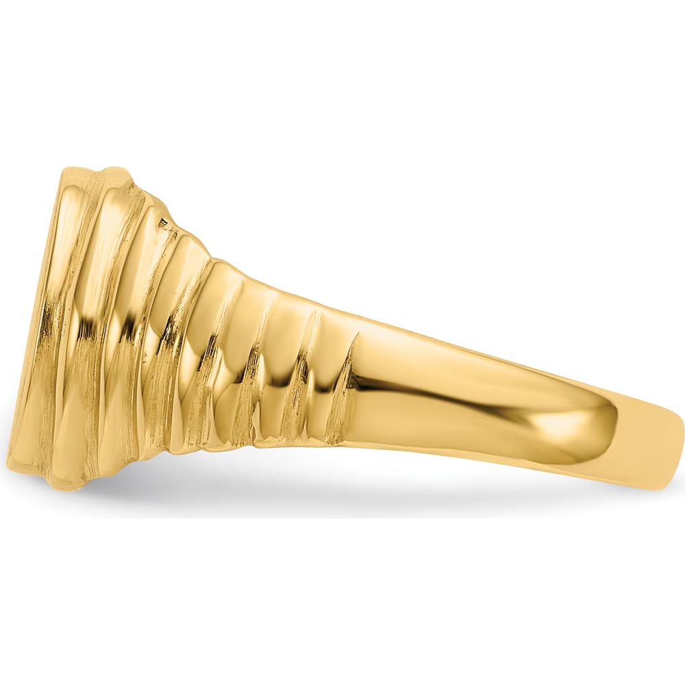 14K Yellow Gold Men's Signet Ring with Satin Finish and Engravable Top - 10.5x9.5mm by 0
