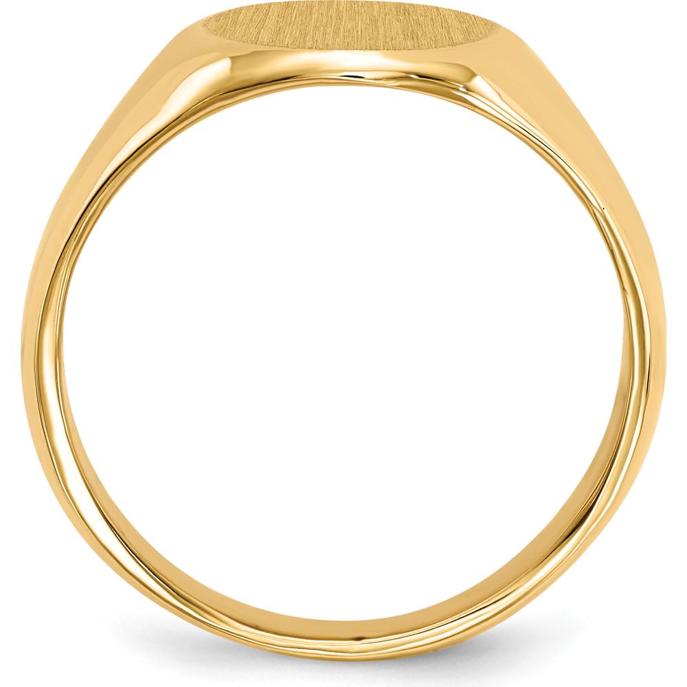 14K Yellow Gold Men's Signet Ring with Satin Finish and Engravable Top - 15mm x 11mm by 0