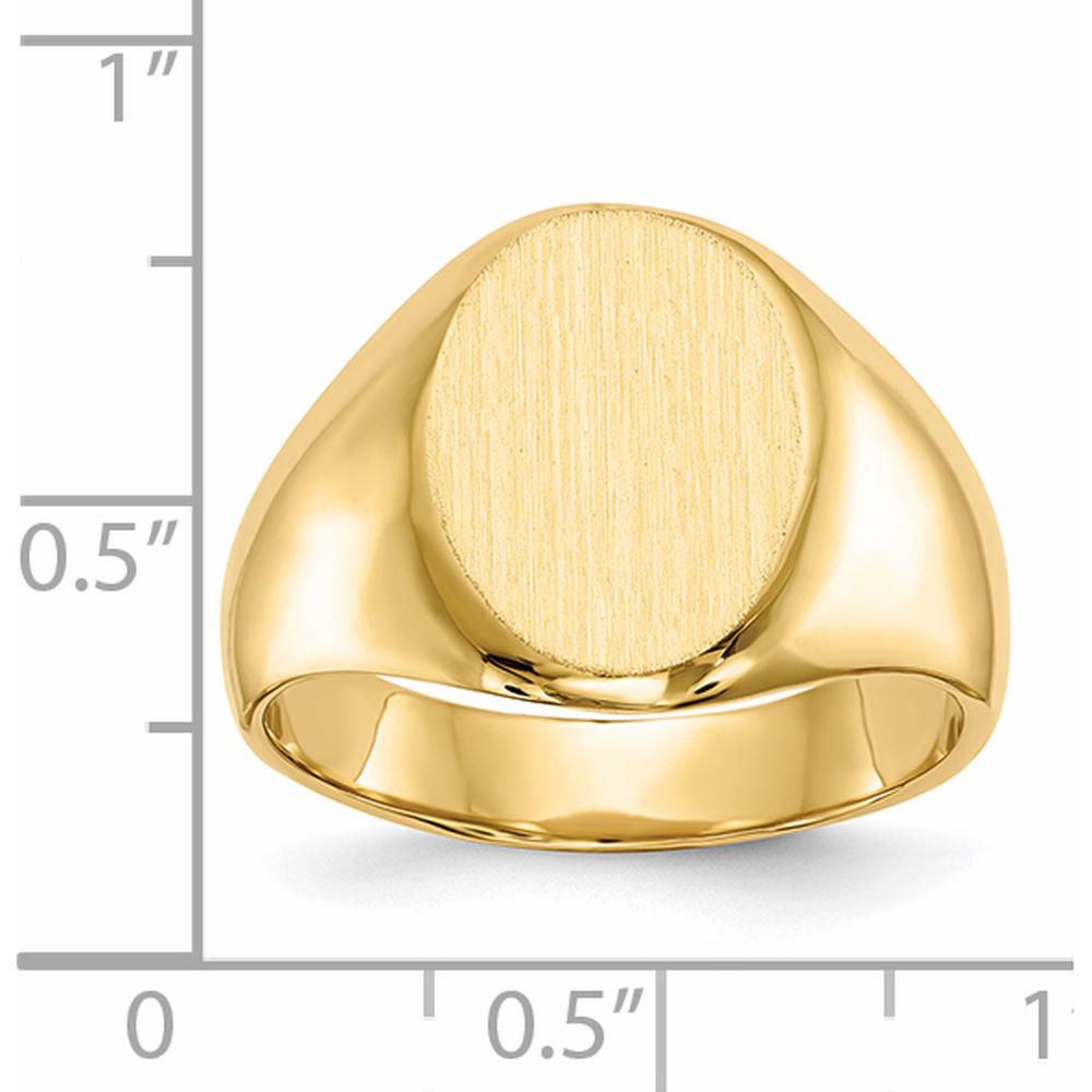 14K Yellow Gold Men's Signet Ring with Satin Finish and Engravable Top - 15mm x 11mm by 0