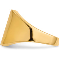 14K Yellow Gold Men's Signet Ring with Satin Finish and Polished Band - 13.5mm x 15.0mm by 0