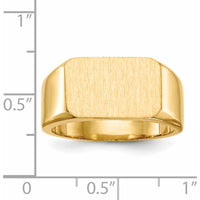 14K Yellow Gold Men's Signet Ring with Satin Finish and Polished Band by 0
