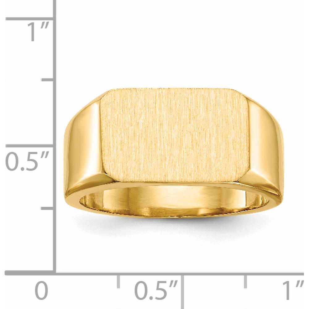 14K Yellow Gold Men's Signet Ring with Satin Finish and Polished Band by 0