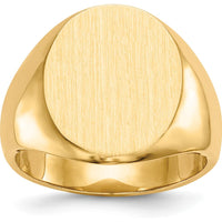 14K Yellow Gold Men's Signet Ring with Satin Finish and Polished Detail - Engravable and Customizable by 0