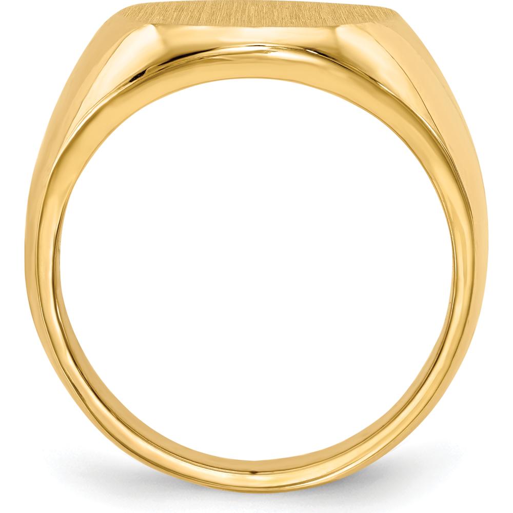 14K Yellow Gold Men's Signet Ring with Satin Finish and Polished Detail - Engravable and Customizable by 0