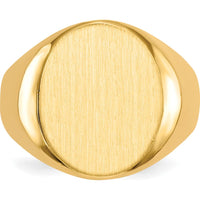 14K Yellow Gold Men's Signet Ring with Satin Finish and Polished Detail - Engravable and Customizable by 0