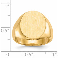 14K Yellow Gold Men's Signet Ring with Satin Finish and Polished Detail - Engravable and Customizable by 0