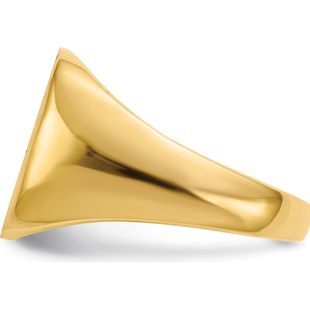14K Yellow Gold Men's Signet Ring with Satin Finish and Polished Detailing - 13.5x15.0mm Top by 0