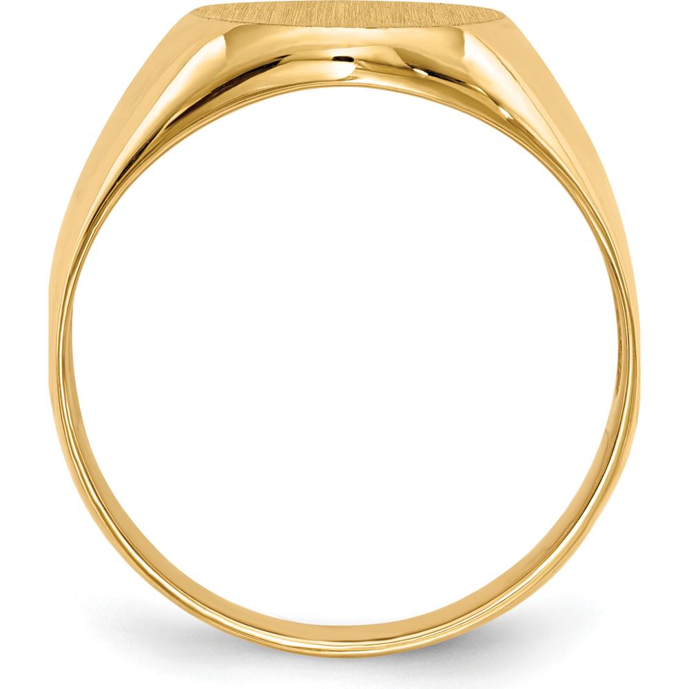 14K Yellow Gold Men's Signet Ring with Satin Finish and Polished Detailing - Engravable, Size 8-12 by 0