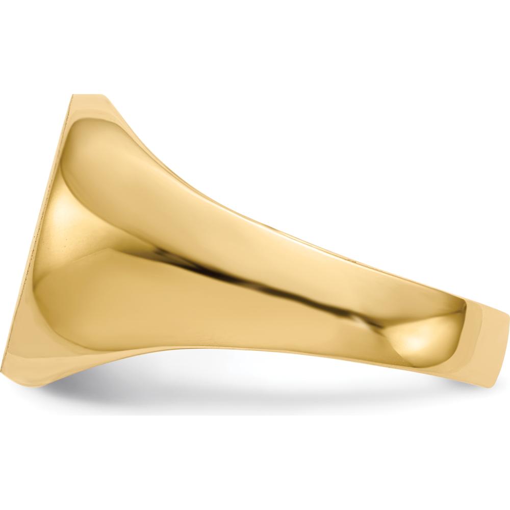 14K Yellow Gold Men's Signet Ring with Satin Finish and Polished Detailing - Engravable, Size 8-12 by 0
