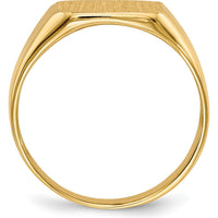 14K Yellow Gold Men's Signet Ring with Satin Finish - Customizable Engraving by 0