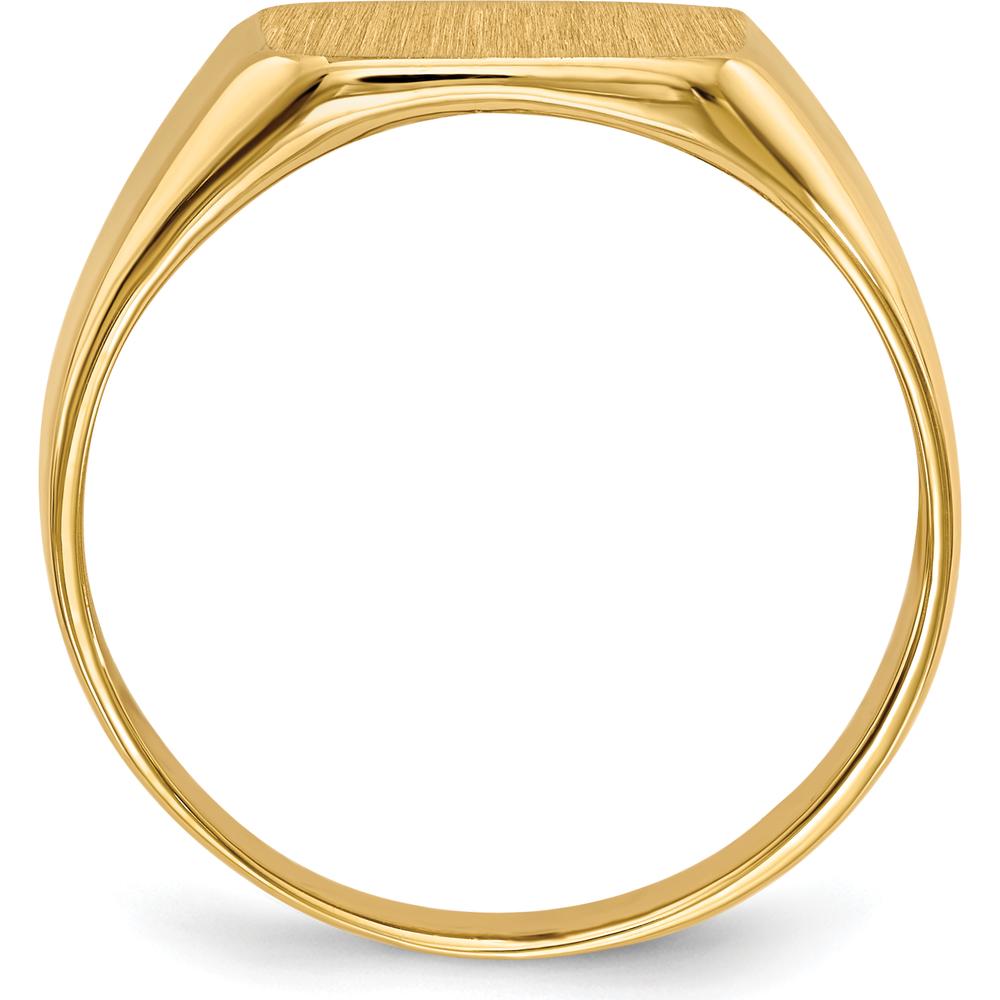 14K Yellow Gold Men's Signet Ring with Satin Finish - Customizable Engraving by 0