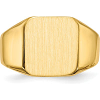 14K Yellow Gold Men's Signet Ring with Satin Finish - Customizable Engraving by 0