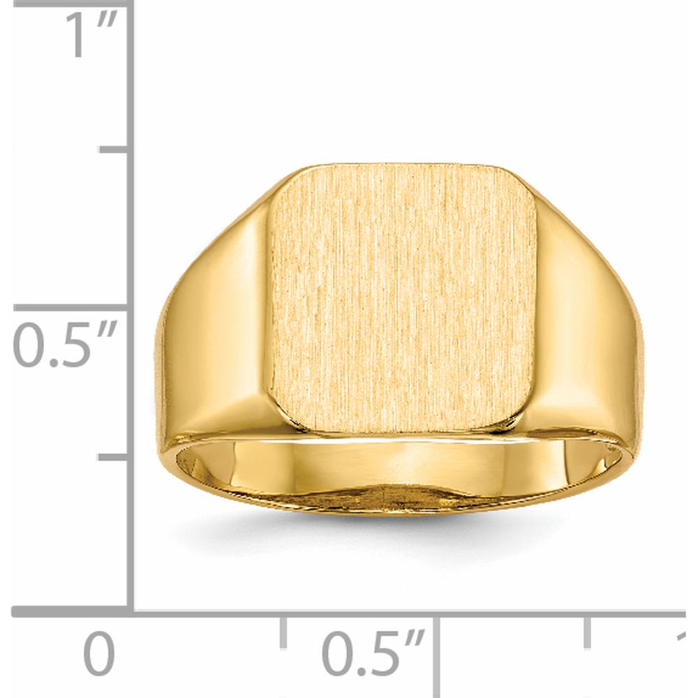 14K Yellow Gold Men's Signet Ring with Satin Finish - Customizable Engraving by 0