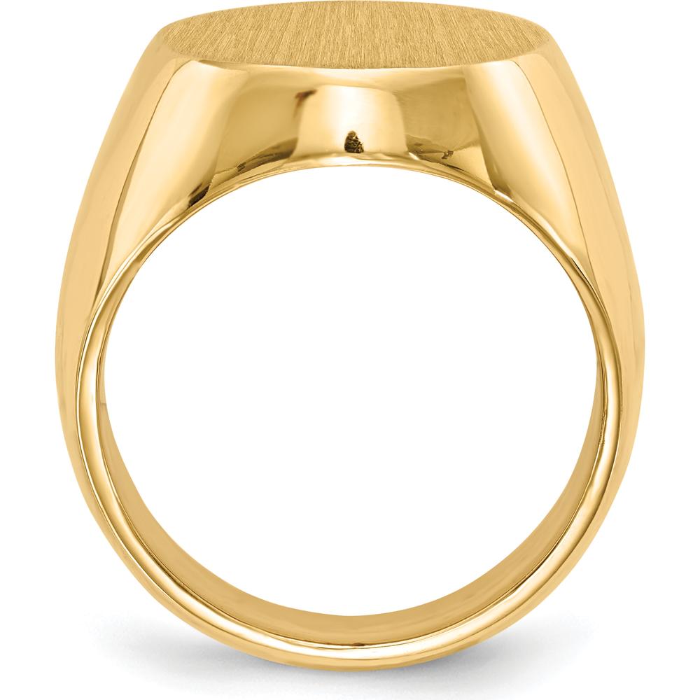 14K Yellow Gold Men's Signet Ring with Satin Finish - Engravable, 16x18.5mm Top, 5-18mm Tapered Band by 0