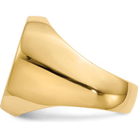14K Yellow Gold Men's Signet Ring with Satin Finish - Engravable, 16x18.5mm Top, 5-18mm Tapered Band by 0