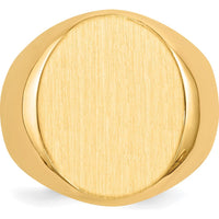 14K Yellow Gold Men's Signet Ring with Satin Finish - Engravable, 16x18.5mm Top, 5-18mm Tapered Band by 0