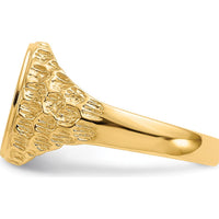 14K Yellow Gold Men's Signet Ring with Satin Finish - Engravable and Customizable by 0