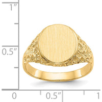 14K Yellow Gold Men's Signet Ring with Satin Finish - Engravable and Customizable by 0