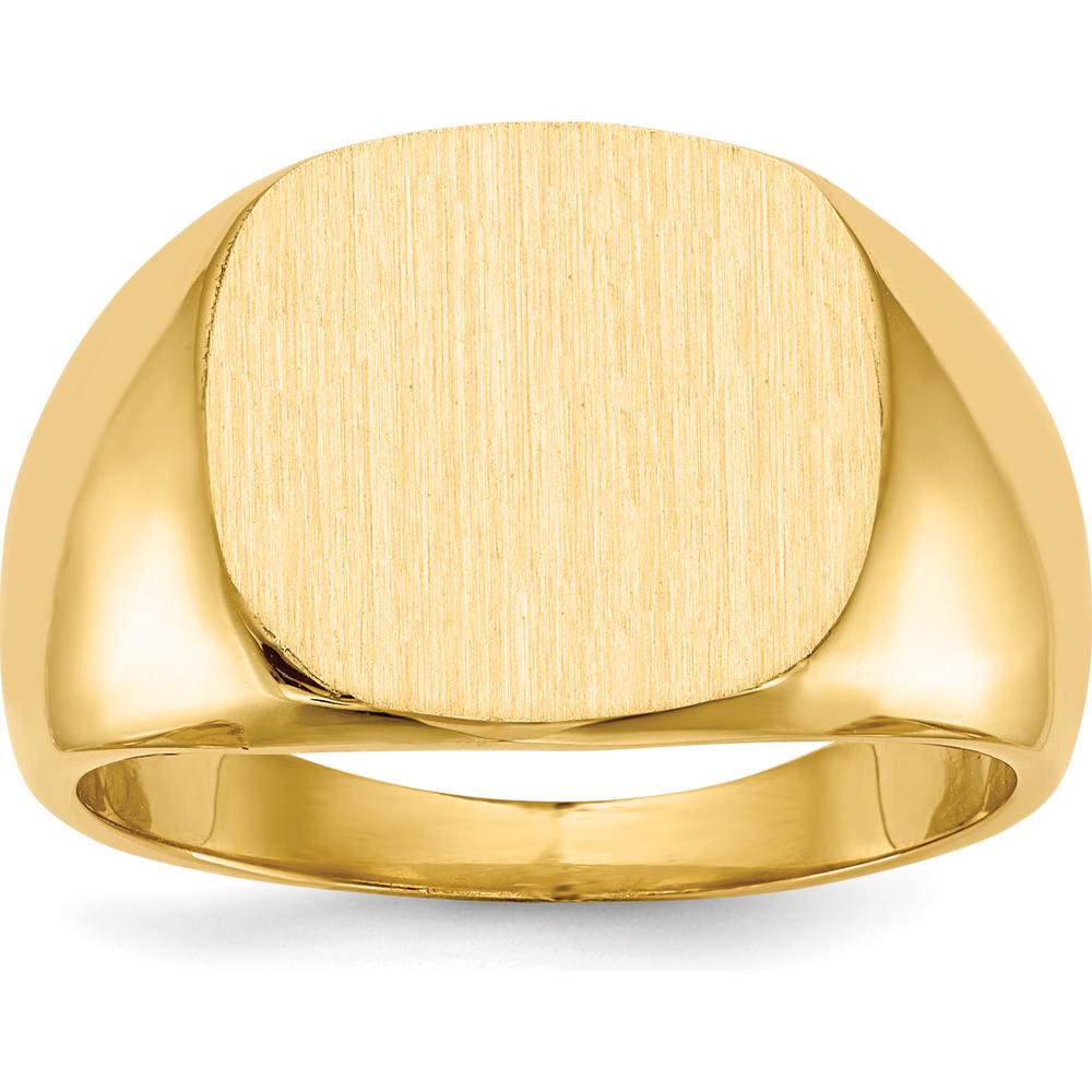 14K Yellow Gold Men's Signet Ring with Satin Finish - Size 8 to 12 by 0