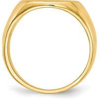 14K Yellow Gold Men's Signet Ring with Satin Finish - Size 8 to 12 by 0