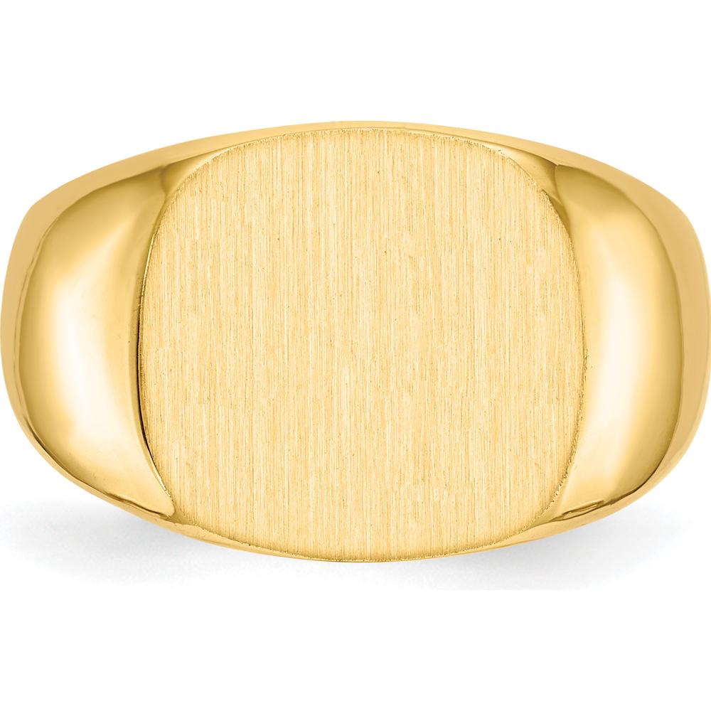 14K Yellow Gold Men's Signet Ring with Satin Finish - Size 8 to 12 by 0