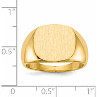 14K Yellow Gold Men's Signet Ring with Satin Finish - Size 8 to 12 by 0