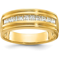 14K Yellow Gold Men's Square Channel Set Diamond Ring with 10 Diamonds - 1/2 Carat Total Diamond Weight by IBGoodman