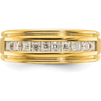 14K Yellow Gold Men's Square Channel Set Diamond Ring with 10 Diamonds - 1/2 Carat Total Diamond Weight by IBGoodman