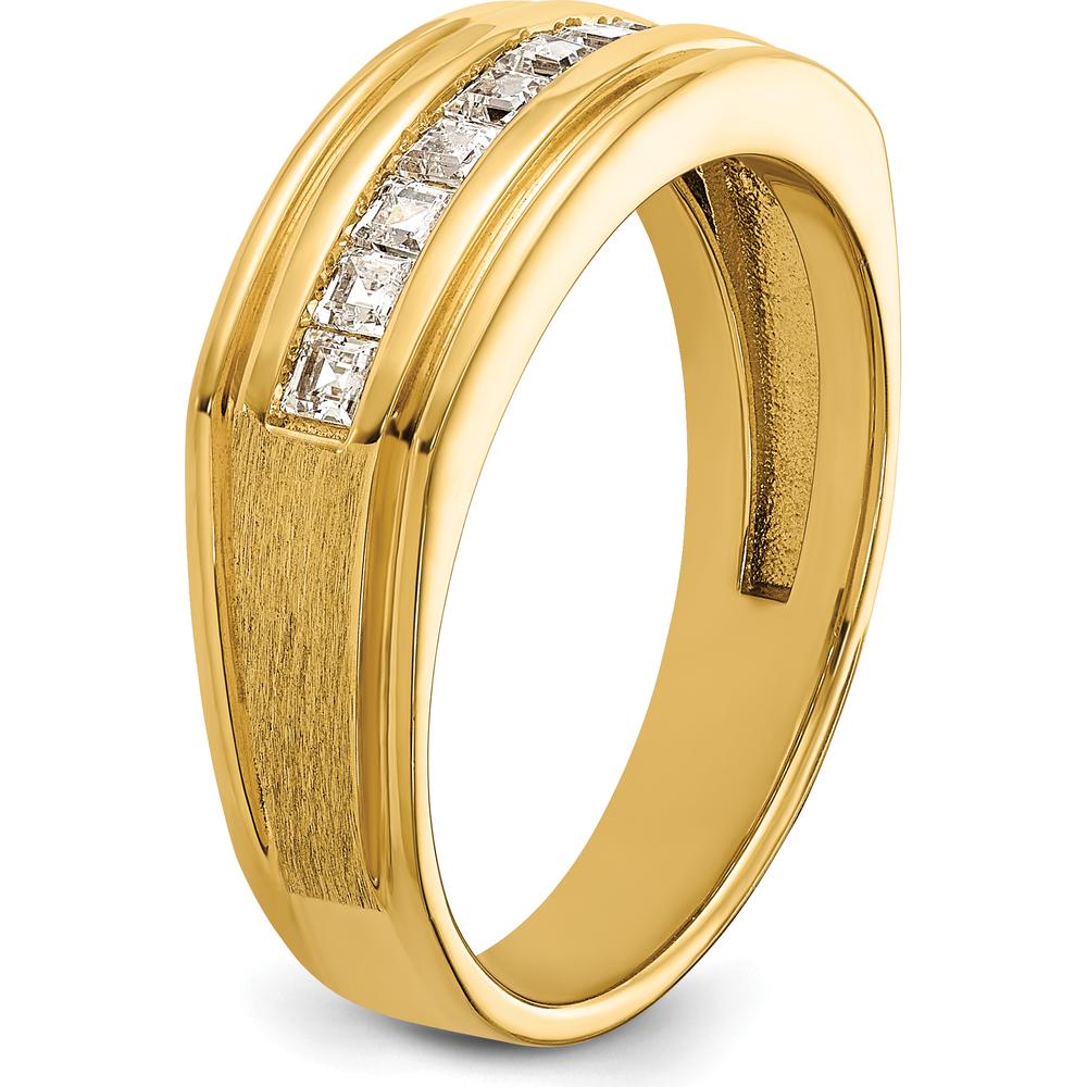 14K Yellow Gold Men's Square Channel Set Diamond Ring with 10 Diamonds - 1/2 Carat Total Diamond Weight by IBGoodman