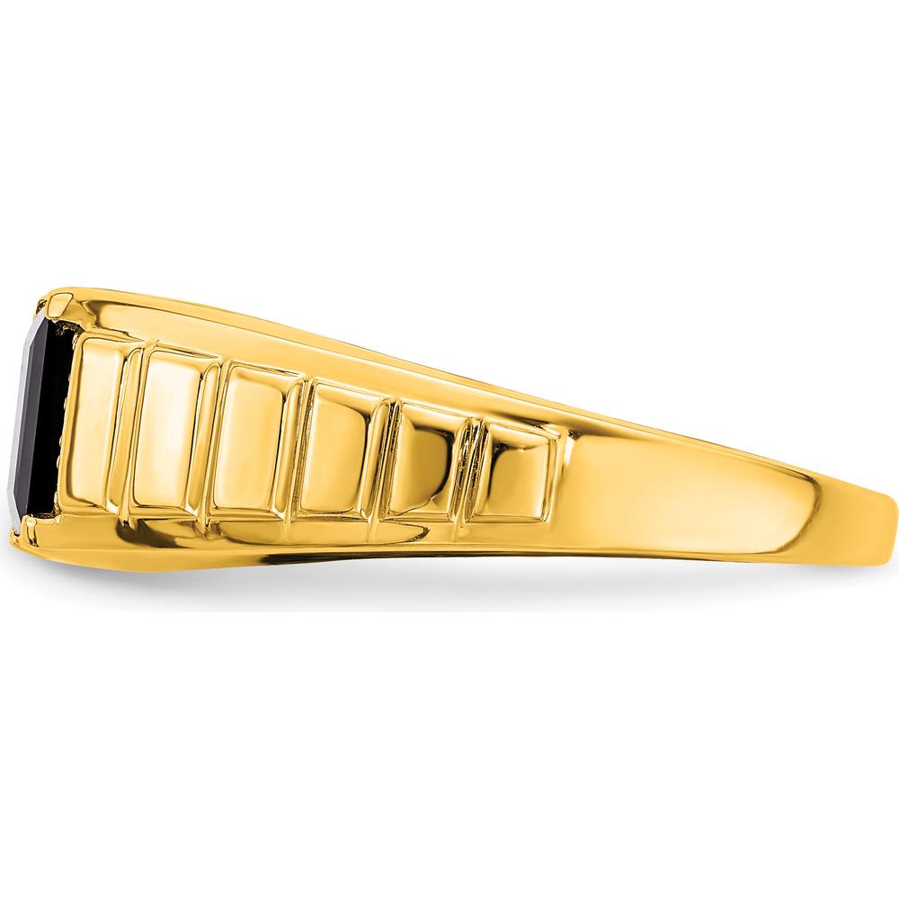 14K Yellow Gold Men's Square Onyx and Diamond Ring - 1.625 Carat Onyx, 0.06 Carat Diamonds by 0