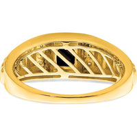 14K Yellow Gold Men's Square Onyx and Diamond Ring - 1.625 Carat Onyx, 0.06 Carat Diamonds by 0