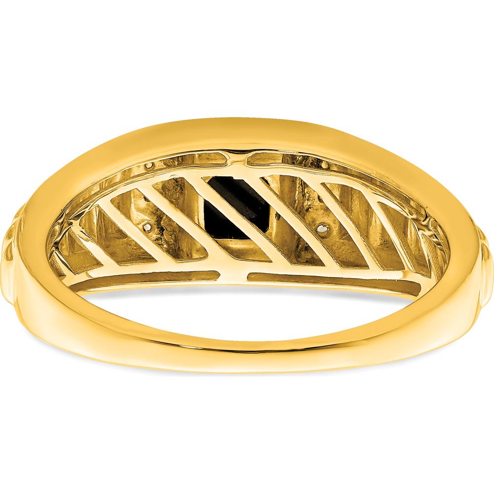 14K Yellow Gold Men's Square Onyx and Diamond Ring - 1.625 Carat Onyx, 0.06 Carat Diamonds by 0