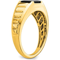 14K Yellow Gold Men's Square Onyx and Diamond Ring - 1.625 Carat Onyx, 0.06 Carat Diamonds by 0
